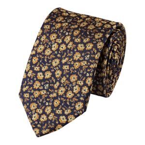 Charles Tyrwhitt of Jermyn St Silk Tie Floral French Blue & Gold